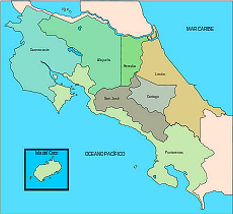 Division Politica de Costa Rica